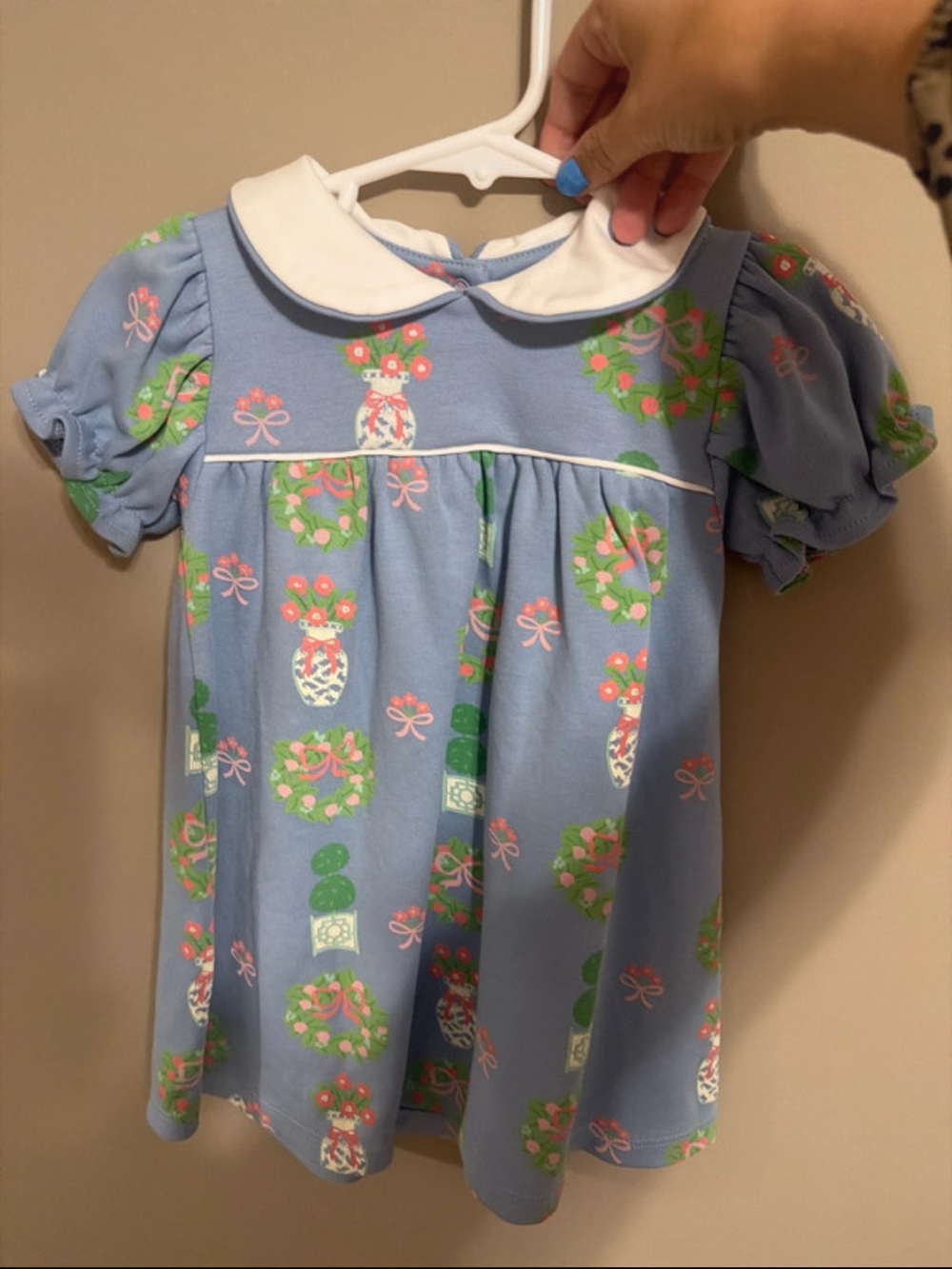 The Beaufort Bonnet Company Blue Floral Peter Collar Dress